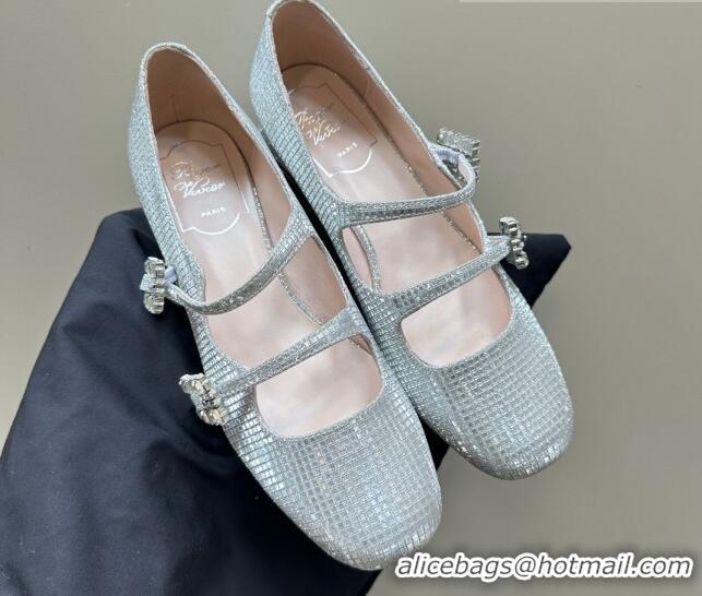 Most Popular Roger Vivier Trés Vivier Strass Buckle Mini Babies Pumps 3cm in Crystals Silver White 121059