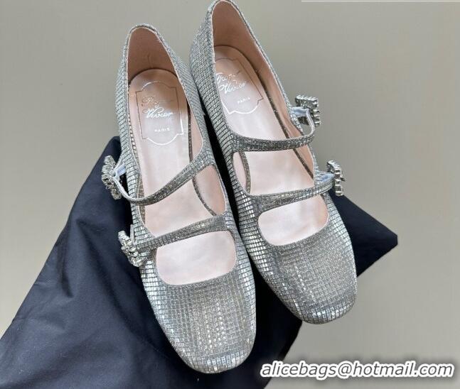 Hot Style Roger Vivier Trés Vivier Strass Buckle Mini Babies Pumps 3cm in Crystals Grey 121060