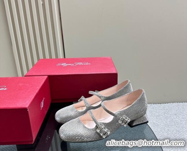 Hot Style Roger Vivier Trés Vivier Strass Buckle Mini Babies Pumps 3cm in Crystals Grey 121060