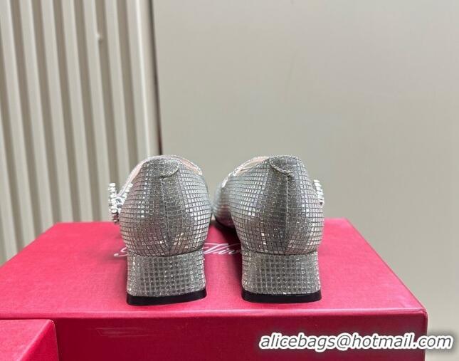 Hot Style Roger Vivier Trés Vivier Strass Buckle Mini Babies Pumps 3cm in Crystals Grey 121060