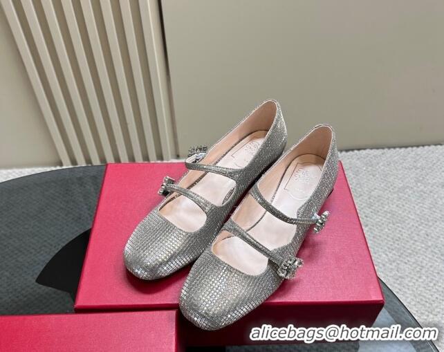 Hot Style Roger Vivier Trés Vivier Strass Buckle Mini Babies Pumps 3cm in Crystals Grey 121060