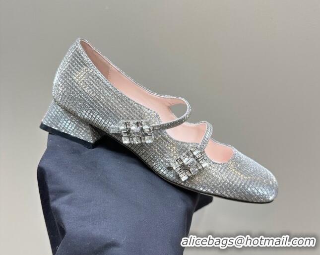 Hot Style Roger Vivier Trés Vivier Strass Buckle Mini Babies Pumps 3cm in Crystals Grey 121060