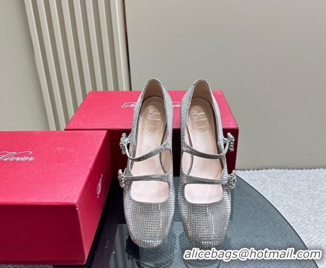 Hot Style Roger Vivier Trés Vivier Strass Buckle Mini Babies Pumps 3cm in Crystals Grey 121060