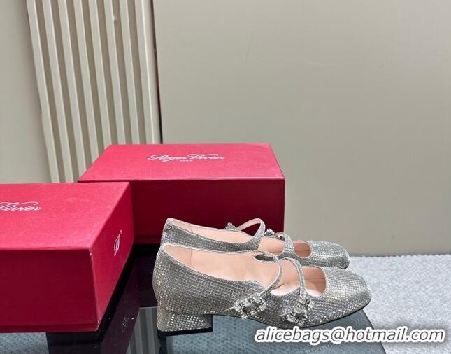 Hot Style Roger Vivier Trés Vivier Strass Buckle Mini Babies Pumps 3cm in Crystals Grey 121060