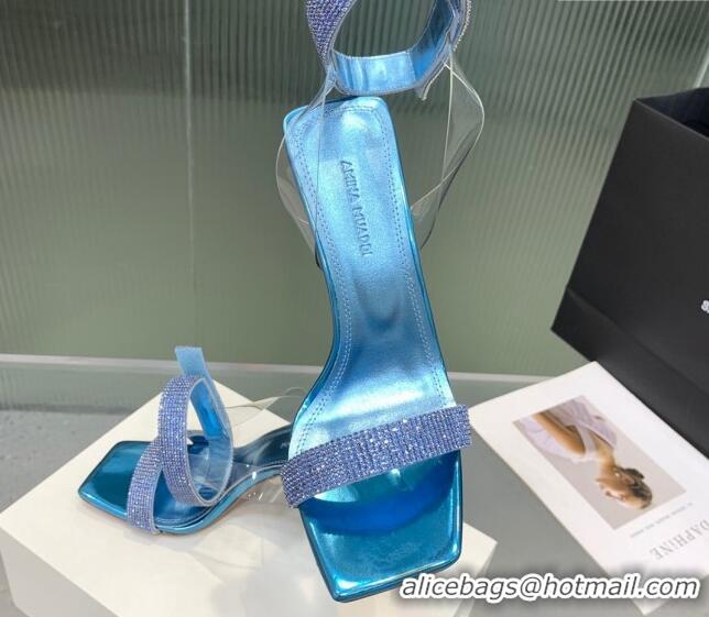 Duplicate Amina Muaddi Rih High Heel Sandals with Crystal Strap 11cm Blue 926049