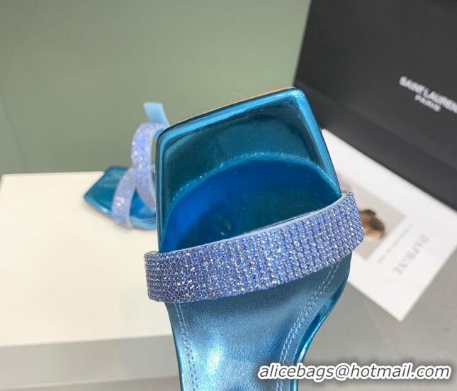 Duplicate Amina Muaddi Rih High Heel Sandals with Crystal Strap 11cm Blue 926049