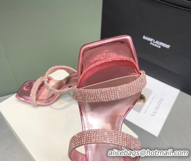 Low Cost Amina Muaddi Rih High Heel Slide Sandals with Crystal 11cm Pink 926053