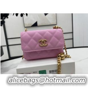 Famous Brand Chanel NANO CLUTCH WITH CHAIN A68128 Pink