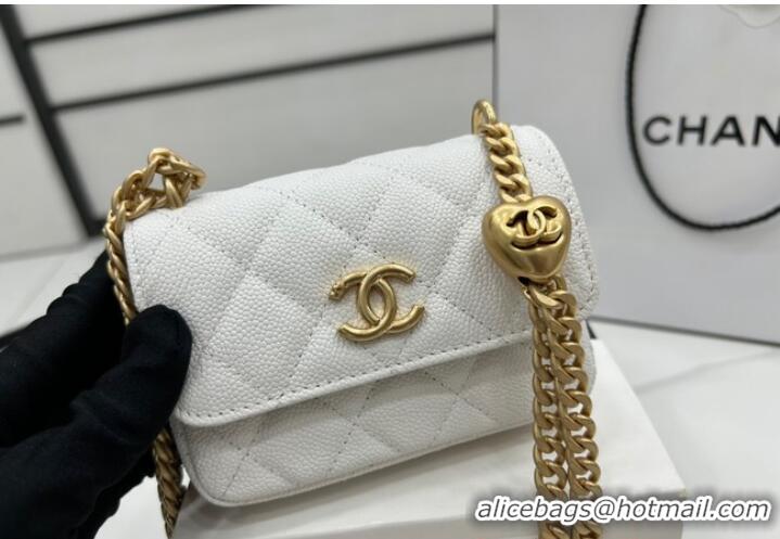 Super Quality Chanel NANO CLUTCH WITH CHAIN A68128 White