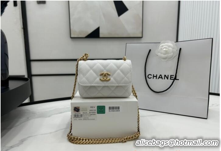 Super Quality Chanel NANO CLUTCH WITH CHAIN A68128 White