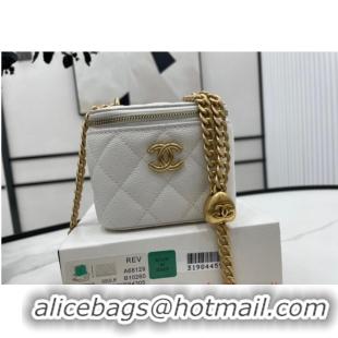 Well Crafted Chanel NANO CLUTCH WITH CHAIN A68129 White