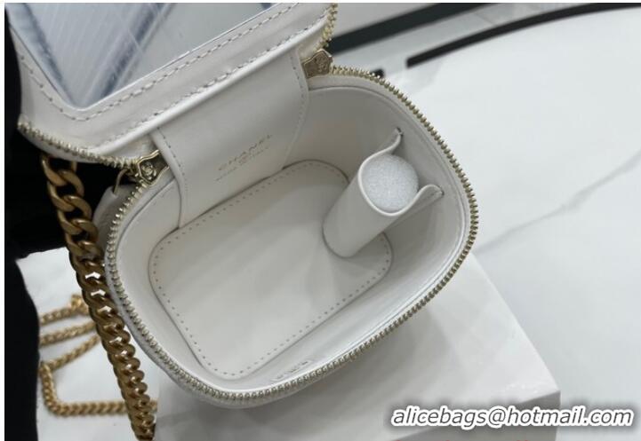 Well Crafted Chanel NANO CLUTCH WITH CHAIN A68129 White