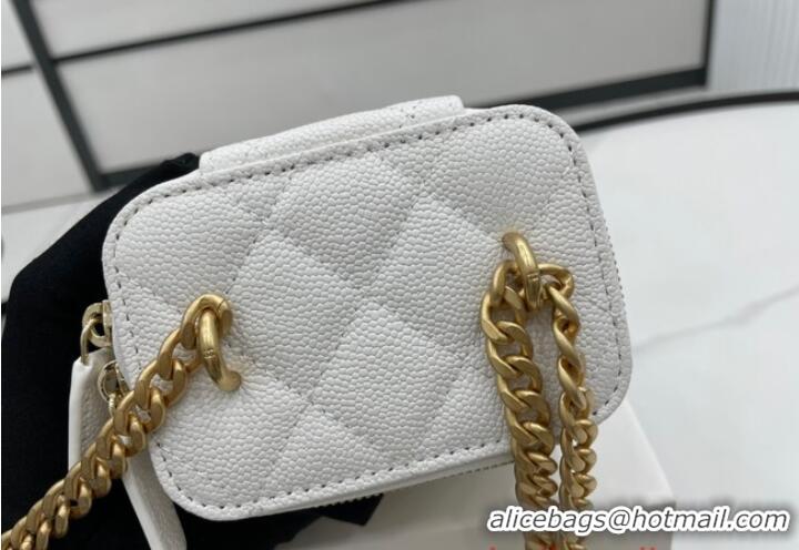 Well Crafted Chanel NANO CLUTCH WITH CHAIN A68129 White