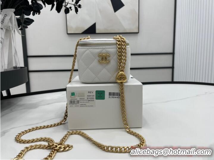 Well Crafted Chanel NANO CLUTCH WITH CHAIN A68129 White