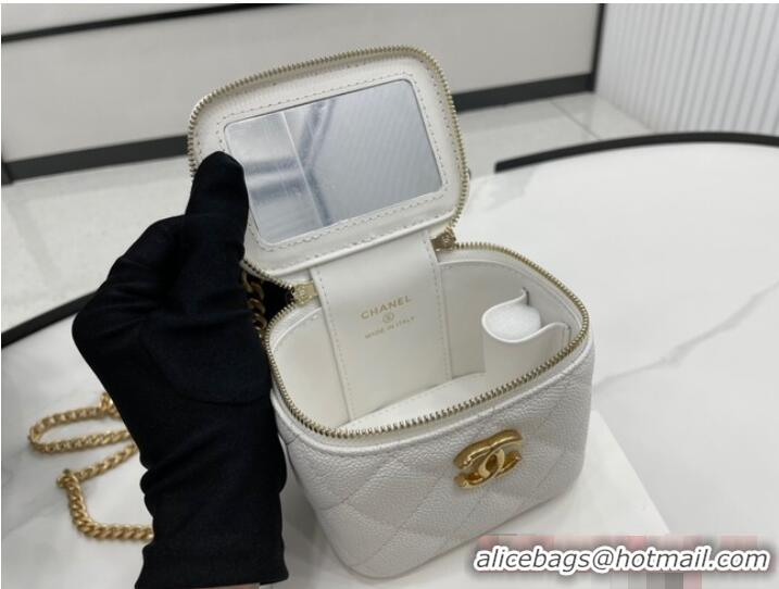 Well Crafted Chanel NANO CLUTCH WITH CHAIN A68129 White