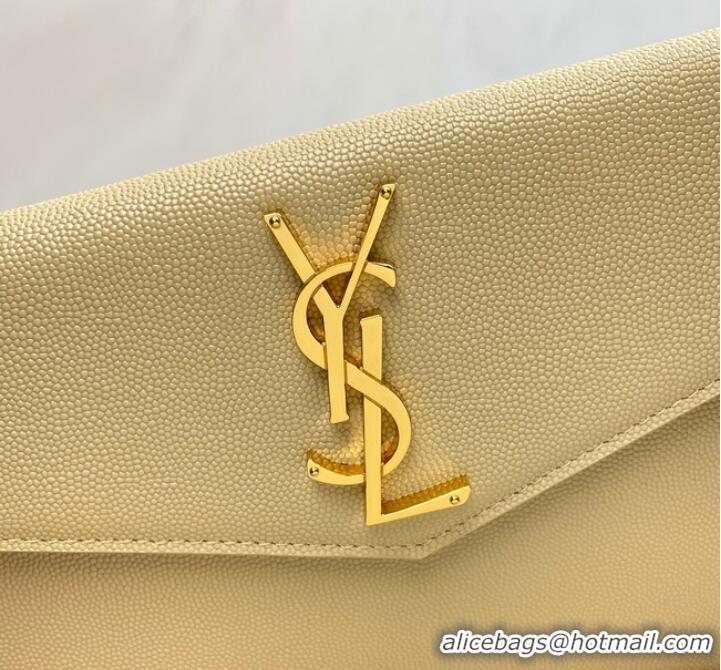 Top Quality SAINT LAURENT UPTOWN POUCH IN GRAIN LEATHER 565739 DARK BEIGE