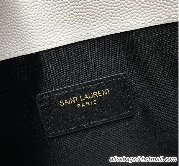 Famous Brand SAINT LAURENT UPTOWN POUCH IN GRAIN LEATHER 565739 WHITE