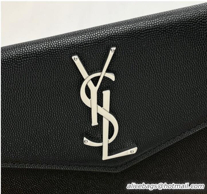 Famous Brand SAINT LAURENT UPTOWN POUCH IN GRAIN LEATHER A565739 BLACK