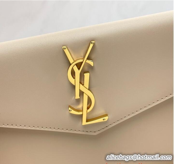 Super Quality SAINT LAURENT UPTOWN POUCH IN SMOOTH LEATHER 565739 DARK BEIGE