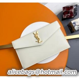 Pretty Style SAINT LAURENT UPTOWN POUCH IN SMOOTH LEATHER 565739 WHITE