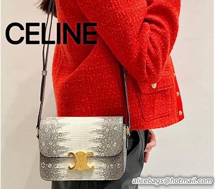 Super Quality Celine TEEN TRIOMPHE BAG IN LIZARD 188424 NATURAL