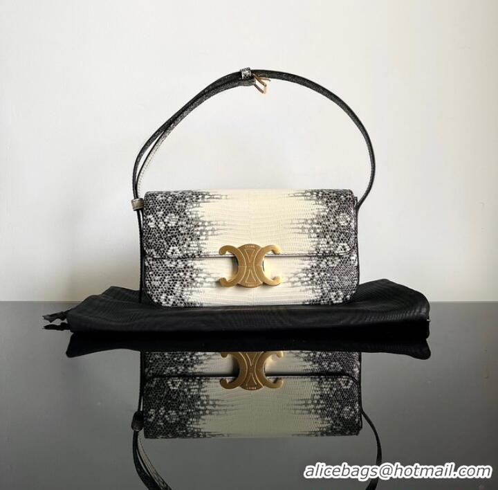 Famous Brand Celine TEEN TRIOMPHE BAG IN LIZARD 115203 NATURAL