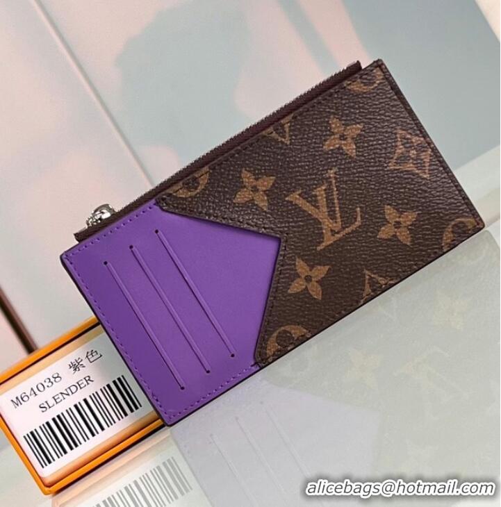 Low Cost Louis Vuitton Monogram Canvas Coin Card Holder M82908 Purple