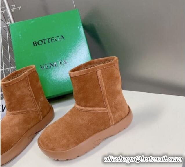 Purchase Bottega Veneta Snap Ankle Boot in Suede and Wool Brown 1013137