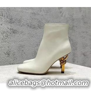 Buy Discount Bottega Veneta Calfskin Knot Ankle Boots 8cm White 104039