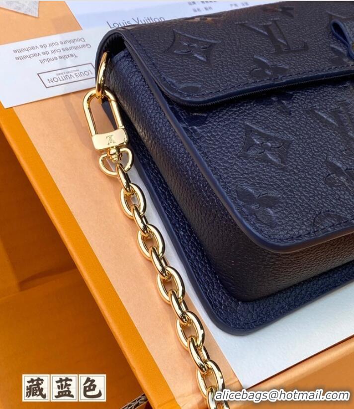 Promotional Louis Vuitton Monogram Empreinte Wallet On Chain Metis M82836 Royal Blue