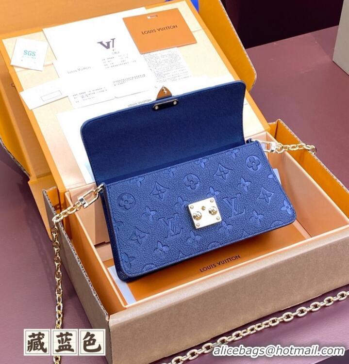 Promotional Louis Vuitton Monogram Empreinte Wallet On Chain Metis M82836 Royal Blue