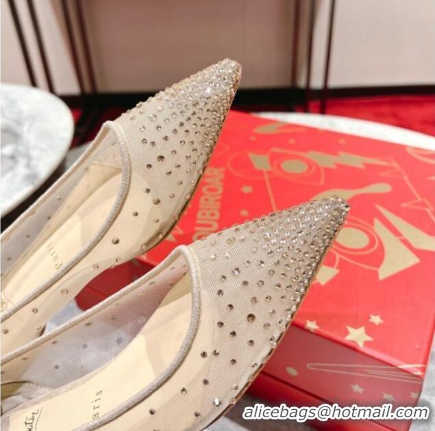 Generous Christian Louboutin Follies Strass Ballet Flat in Mesh and Crystals 014002