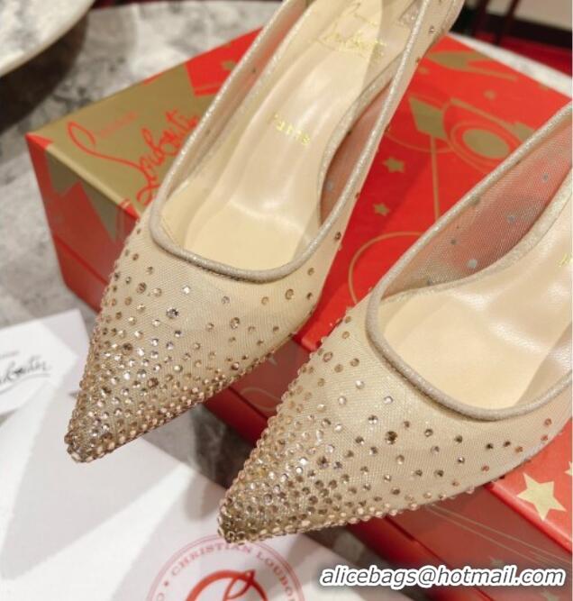 AAAAA Christian Louboutin Follies Strass Heel Pumps 6.5cm in Mesh and Crystals 014003