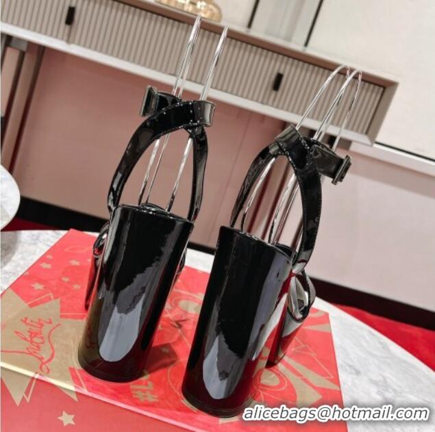 Super Quality Christian Louboutin Movida Sabina Platform High Heel Sandals 13cm in Patent Leather Black 014004