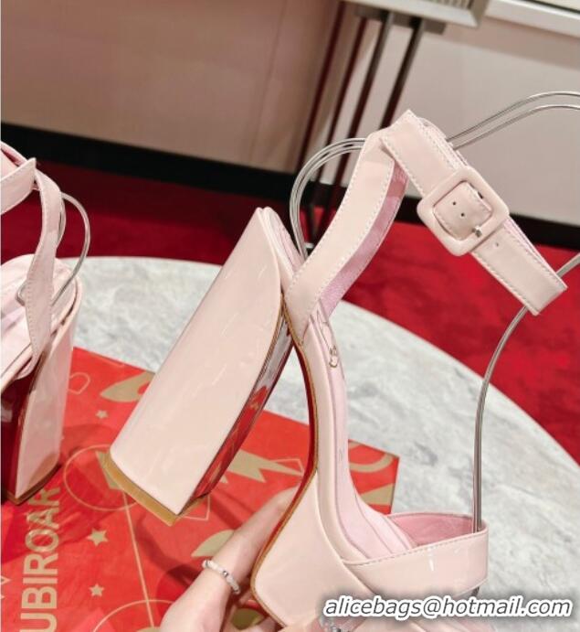 Top Quality Christian Louboutin Movida Sabina Platform High Heel Sandals 13cm in Patent Leather Light Pink 014006