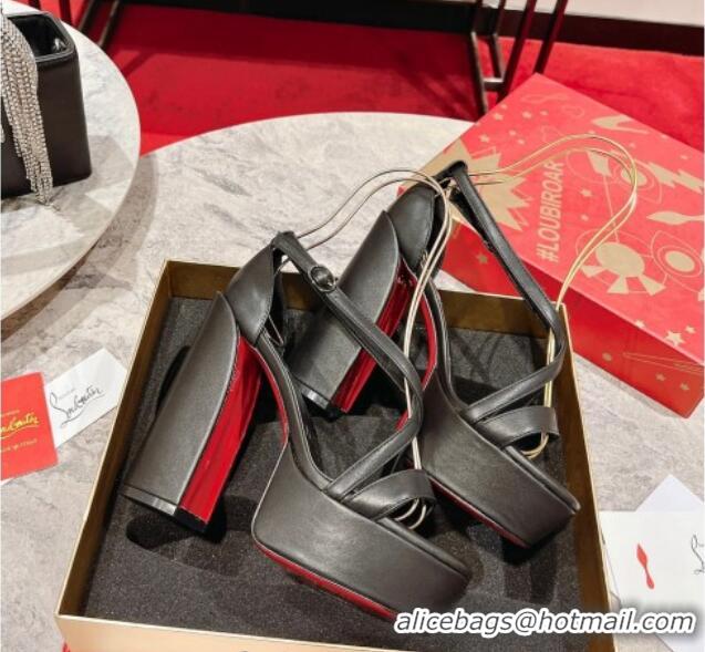 Duplicate Christian Louboutin Movida Sabina Platform High Heel Sandals 13cm in Calf Leather Black 014007