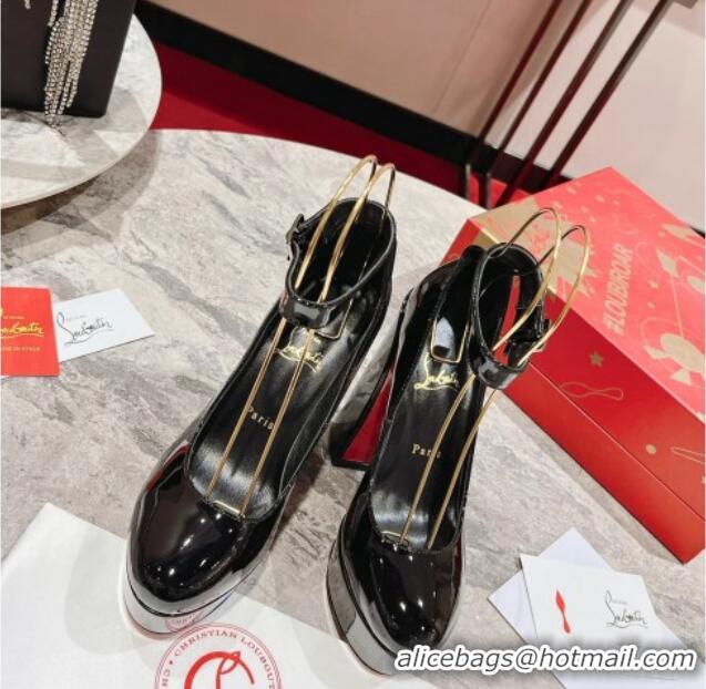 Buy Luxury Christian Louboutin Movidastrap Platform High Heel Pumps 13cm in Patent Leather Black 014009