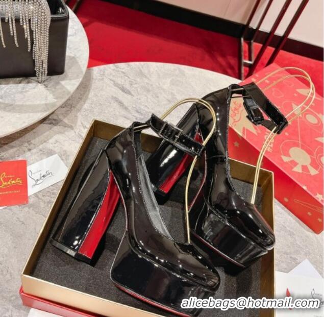 Buy Luxury Christian Louboutin Movidastrap Platform High Heel Pumps 13cm in Patent Leather Black 014009