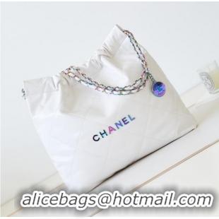 Buy Inexpensive CHANEL 22 HANDBAG Shiny Calfskin AS3261 White