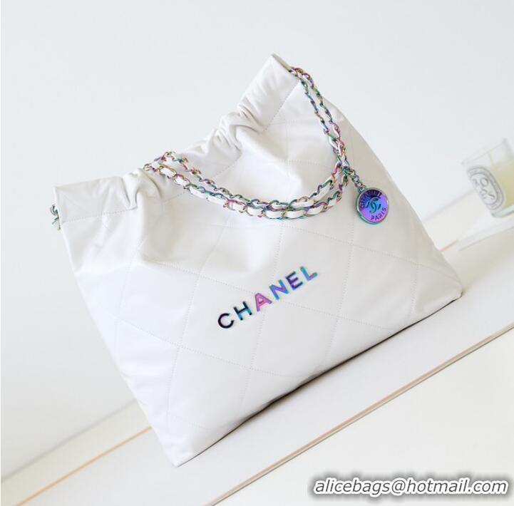 Buy Inexpensive CHANEL 22 HANDBAG Shiny Calfskin AS3261 White