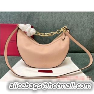 Buy Inexpensive VALENTINO Vlogo Moon small leather HOBO bag chain N08J Pink