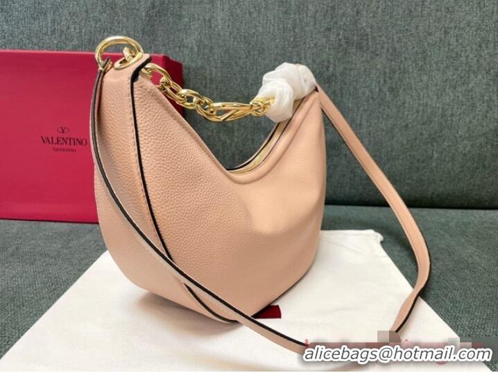 Buy Inexpensive VALENTINO Vlogo Moon small leather HOBO bag chain N08J Pink