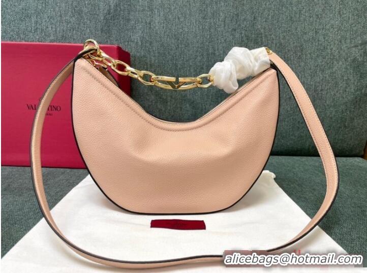 Buy Inexpensive VALENTINO Vlogo Moon small leather HOBO bag chain N08J Pink