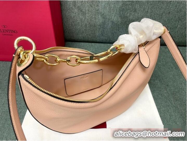 Buy Inexpensive VALENTINO Vlogo Moon small leather HOBO bag chain N08J Pink