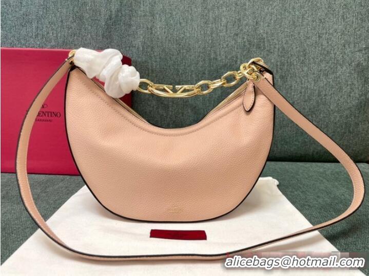 Buy Inexpensive VALENTINO Vlogo Moon small leather HOBO bag chain N08J Pink