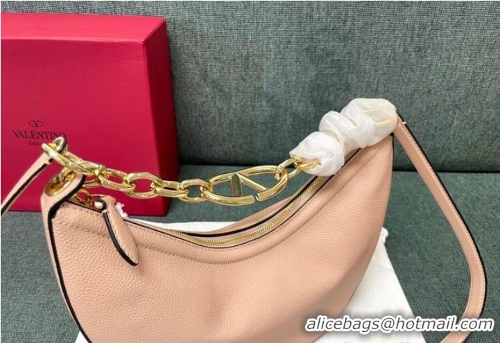 Buy Inexpensive VALENTINO Vlogo Moon small leather HOBO bag chain N08J Pink