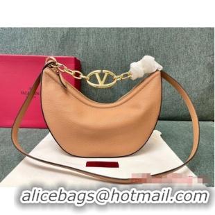 Low Cost VALENTINO Vlogo Moon small leather HOBO bag chain N08J Cappuccino