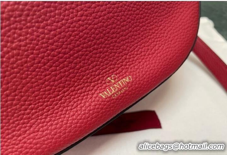 Famous Brand VALENTINO Vlogo Moon small leather HOBO bag chain N08J Red