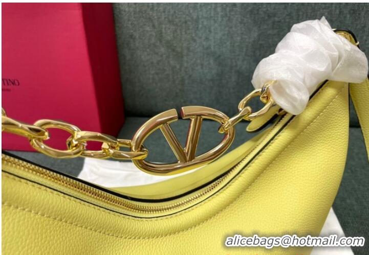 Famous Brand VALENTINO Vlogo Moon small leather HOBO bag chain N08J Yellow