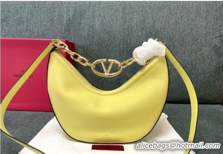 Famous Brand VALENTINO Vlogo Moon small leather HOBO bag chain N08J Yellow